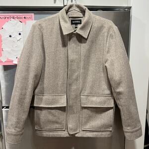 Bonobos Mens Wool Blend FORTEX Italian Woven Jacket Oatmeal / Cream Size S